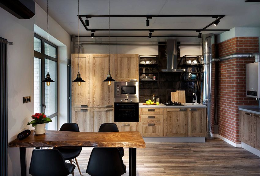 Kuhinja u stilu potkrovlja: ideje za stvaranje industrijske kratkoće u interijeru