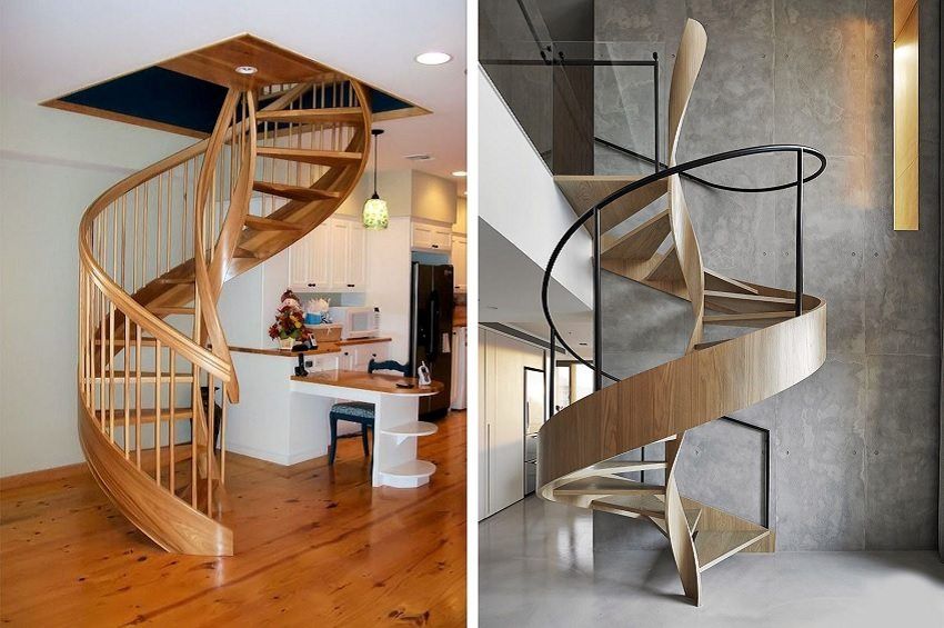 Spiralne stepenice do drugog kata u privatnoj kući: fotografije, cijene dizajna